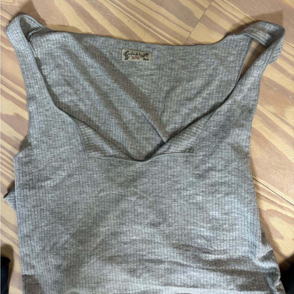 grey cropped notch neck free people tank